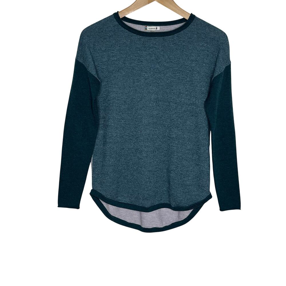 Smartwool Shadow Pine Merino Wool Colorblock Sweater Base Layer XS - Picture 2 of 11